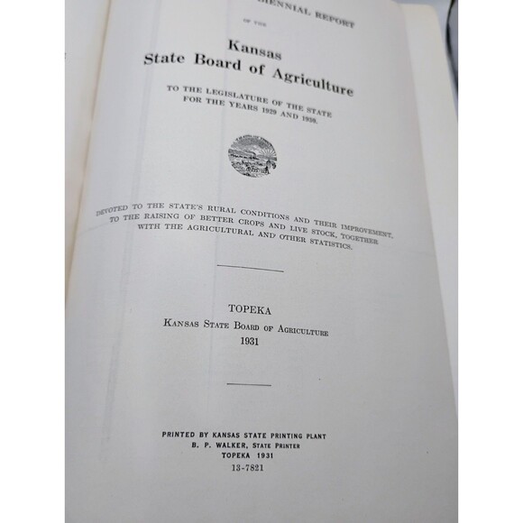 Twenty Seventh Biennial Report of the Kansas State Board of Agriculture 1929 -30 - Picture 4 of 9